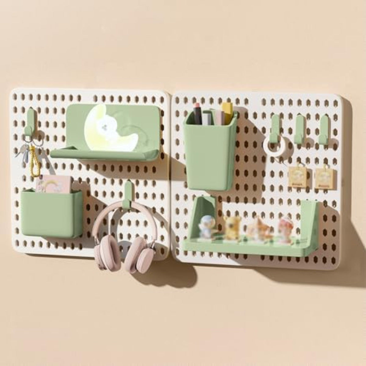 Wall Mount For Perforated Panels Without Drilling – Sturdy Plastic Storage Panel With Accessories, Residue-Free Adhesive