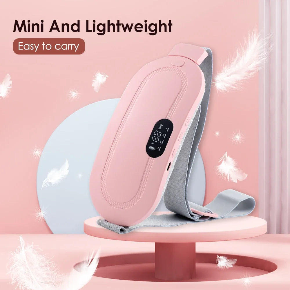 Electric Waist Massage Period Cramp Massager Vibrating Heating Belt for Menstrual Waist Stomach Abdominal Warm Palace Belt