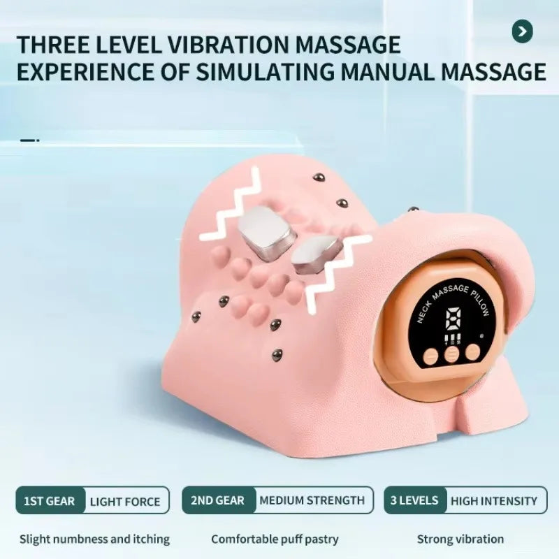 Electric Heated EMS Pulse Cervical Traction Pillow with Six Levels of Heat Neck Massager and Shoulder Stretcher Massage Products